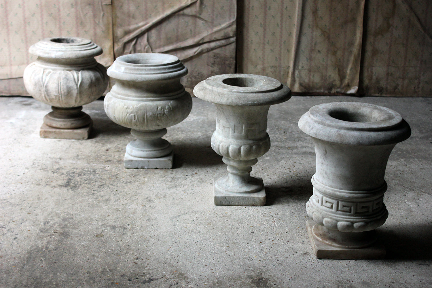 A Fine Group Of Four Early 20thC Neoclassical Revival White Marble Urns c.1900-25