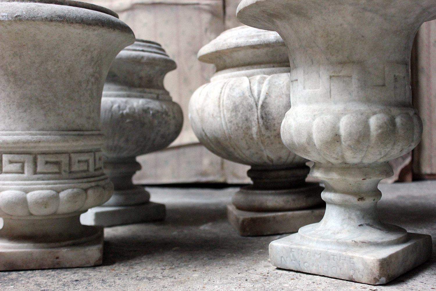 A Fine Group Of Four Early 20thC Neoclassical Revival White Marble Urns c.1900-25