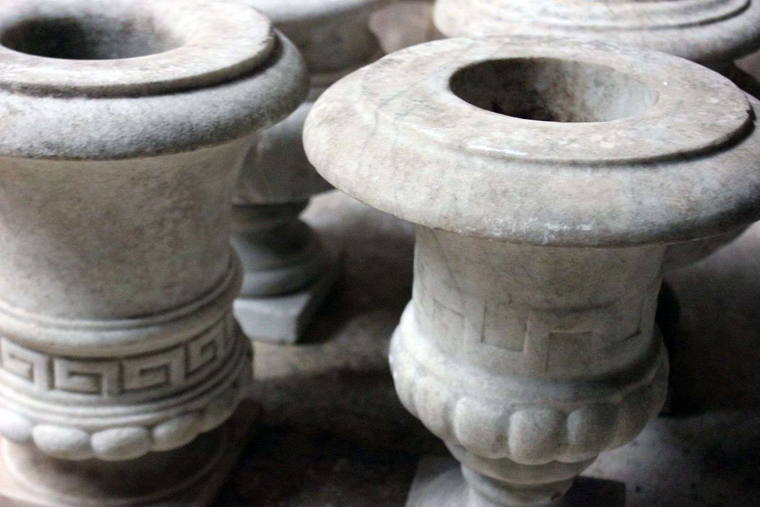 A Fine Group Of Four Early 20thC Neoclassical Revival White Marble Urns c.1900-25