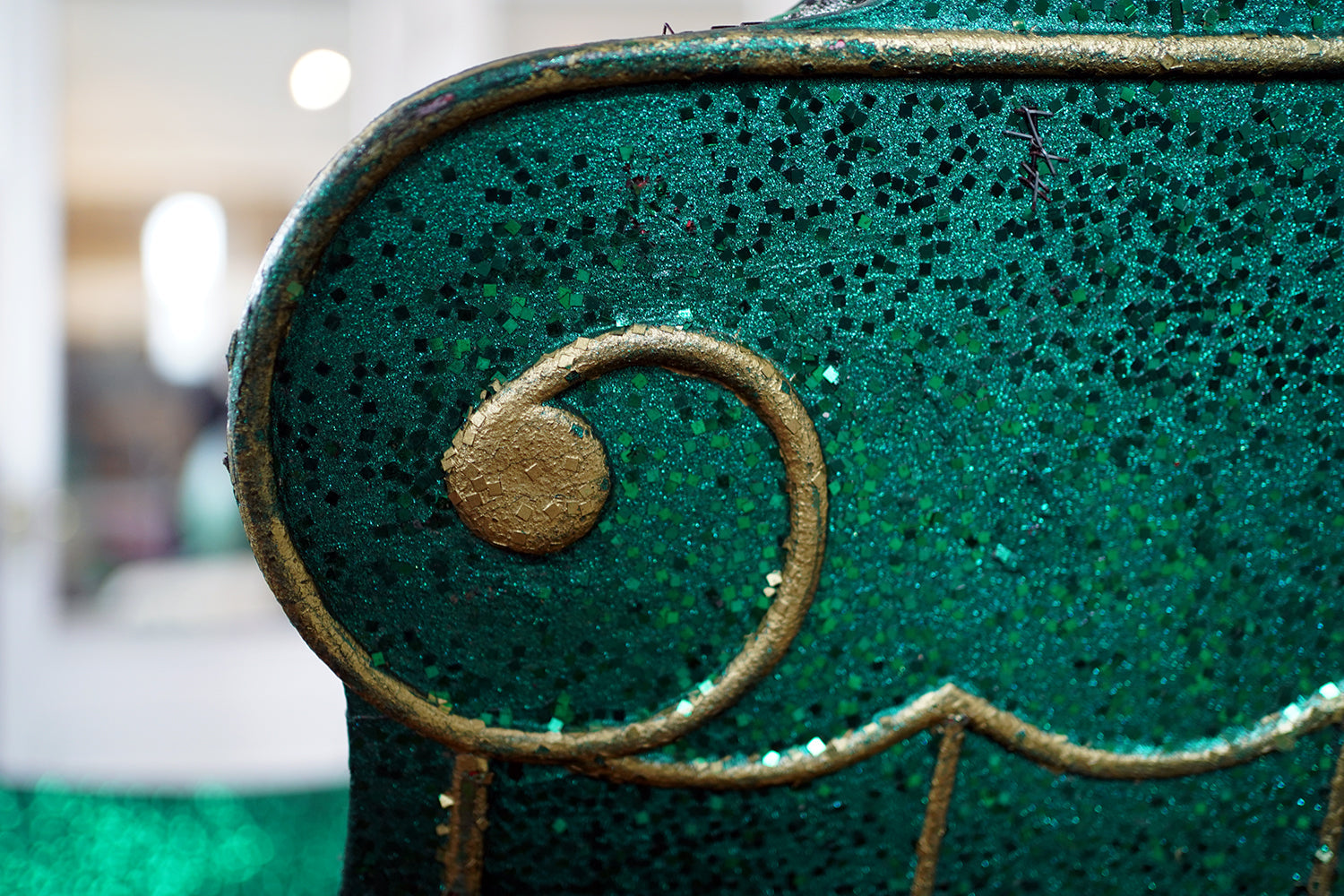 A Full-Size Late Victorian Green & Gold Painted Sleigh; Ex Harrods Department Store c.1895