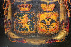 A Fine Mid-19thC Dutch Oil on Panel Funerary Hatchment or Rouwborden: The Marital Arms of Willem Frederik George Lodewijk van Oranje-Nassau, King Willem II of Netherlands & Queen, Grand Duchess Anna Pavlovna of Russia, c.1849
