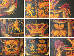 A Fine Mid-19thC Dutch Oil on Panel Funerary Hatchment or Rouwborden: The Marital Arms of Willem Frederik George Lodewijk van Oranje-Nassau, King Willem II of Netherlands & Queen, Grand Duchess Anna Pavlovna of Russia, c.1849