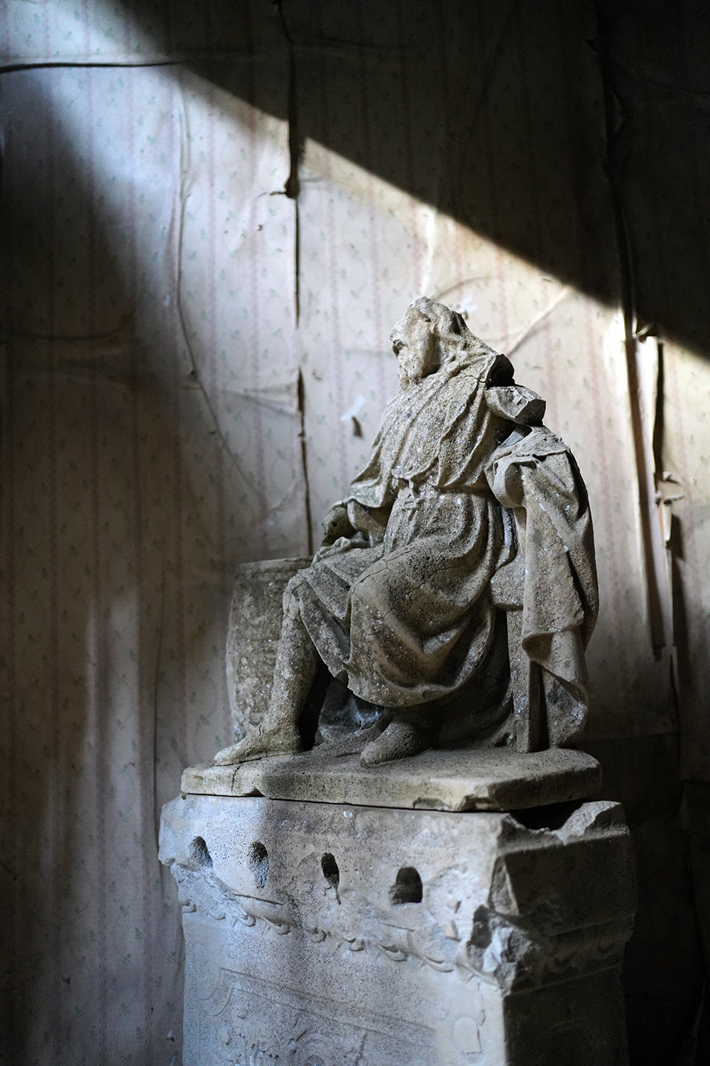 A Fragmentary Sandstone Sculpture of a Bearded Headless Saint c.1870 & Later