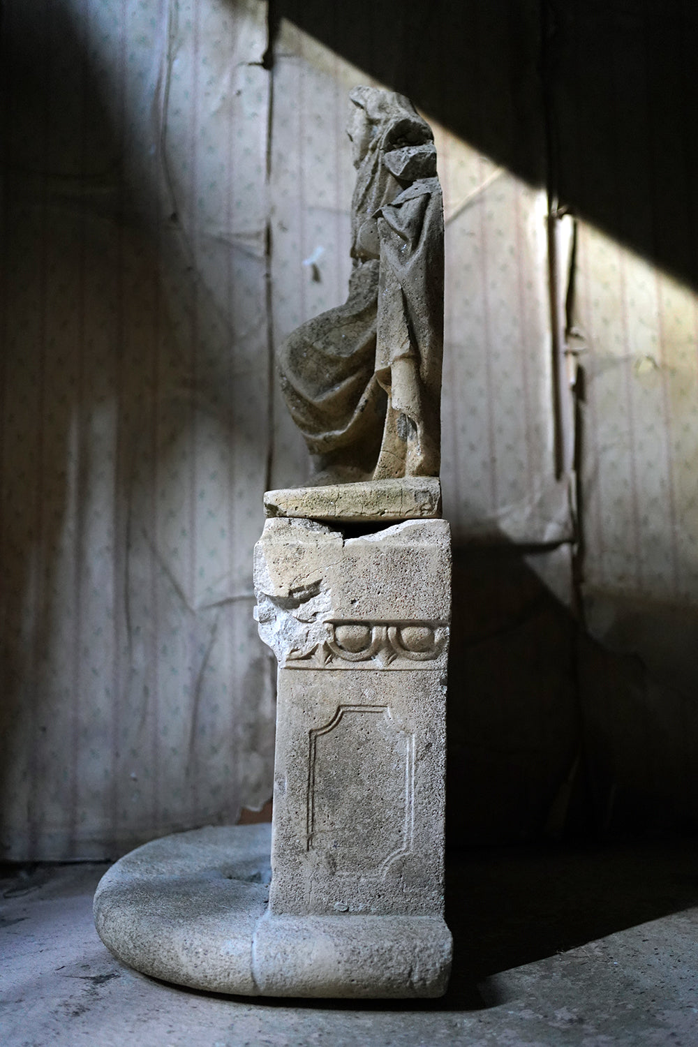A Fragmentary Sandstone Sculpture of a Bearded Headless Saint c.1870 & Later