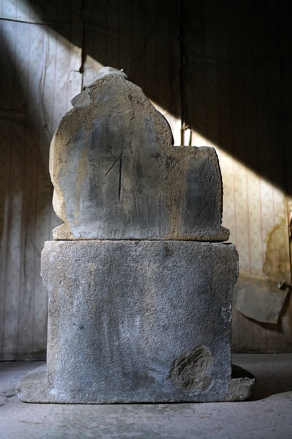 A Fragmentary Sandstone Sculpture of a Bearded Headless Saint c.1870 & Later
