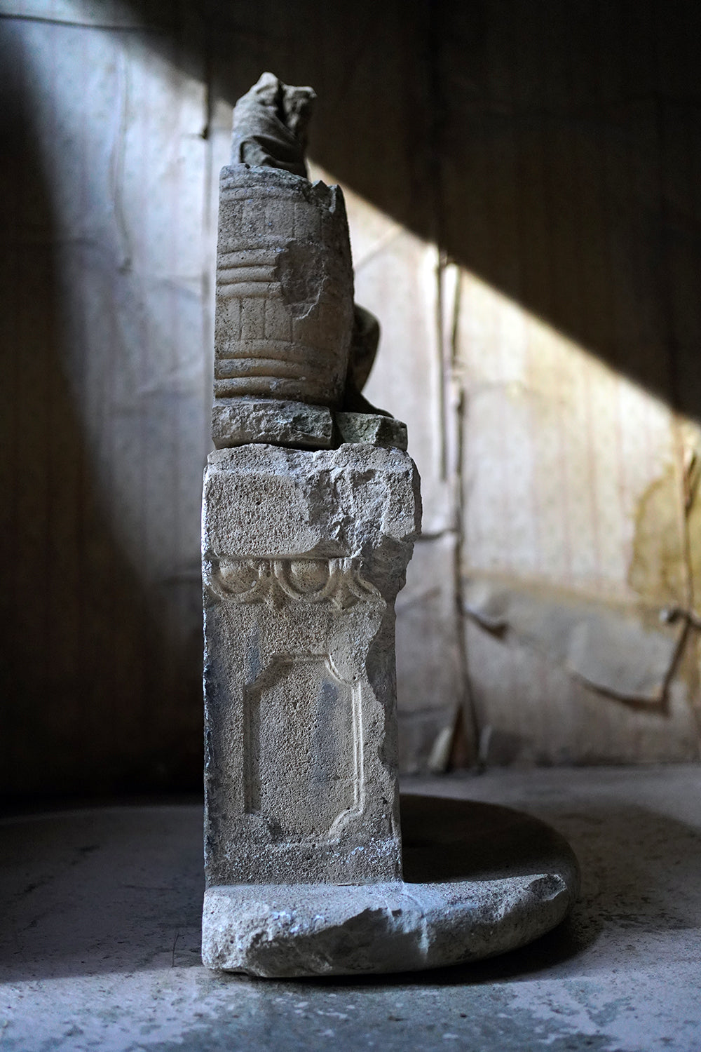 A Fragmentary Sandstone Sculpture of a Bearded Headless Saint c.1870 & Later