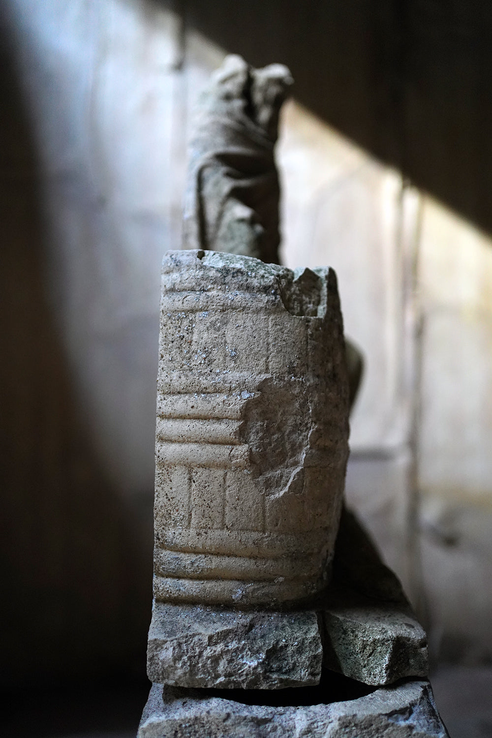 A Fragmentary Sandstone Sculpture of a Bearded Headless Saint c.1870 & Later