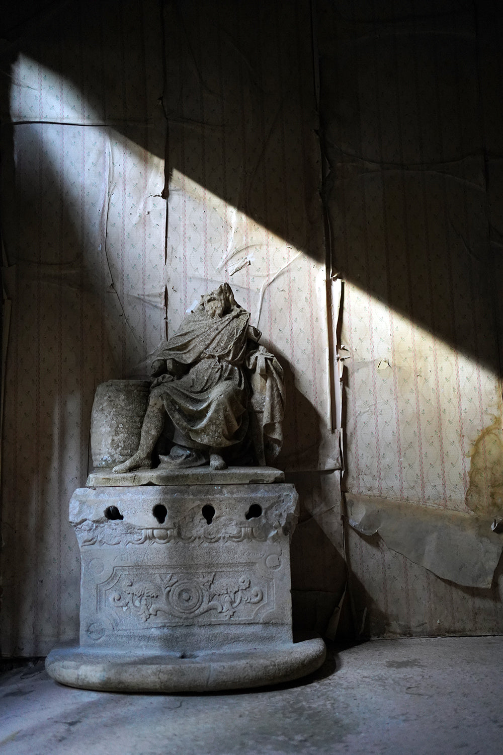 A Fragmentary Sandstone Sculpture of a Bearded Headless Saint c.1870 & Later