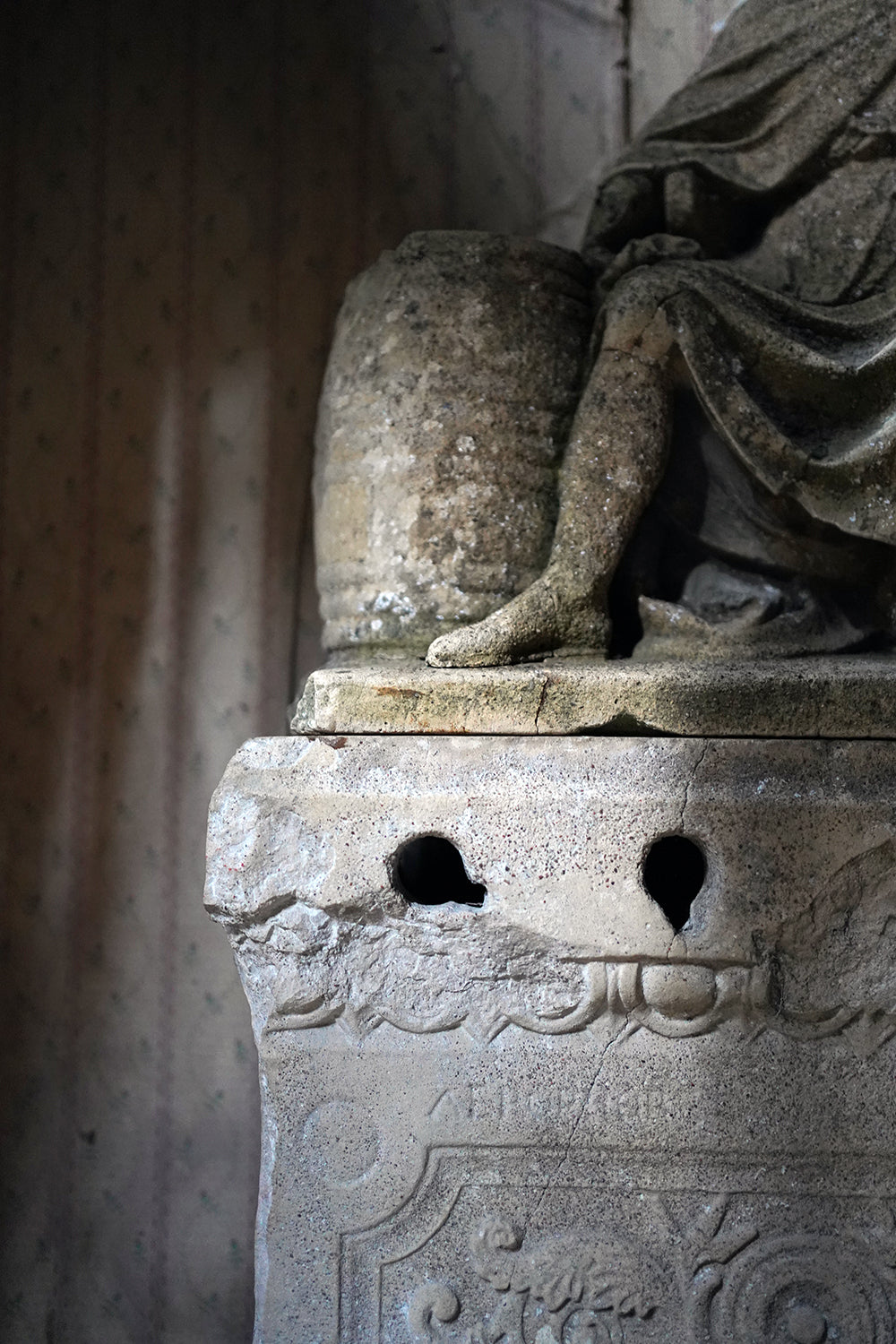 A Fragmentary Sandstone Sculpture of a Bearded Headless Saint c.1870 & Later