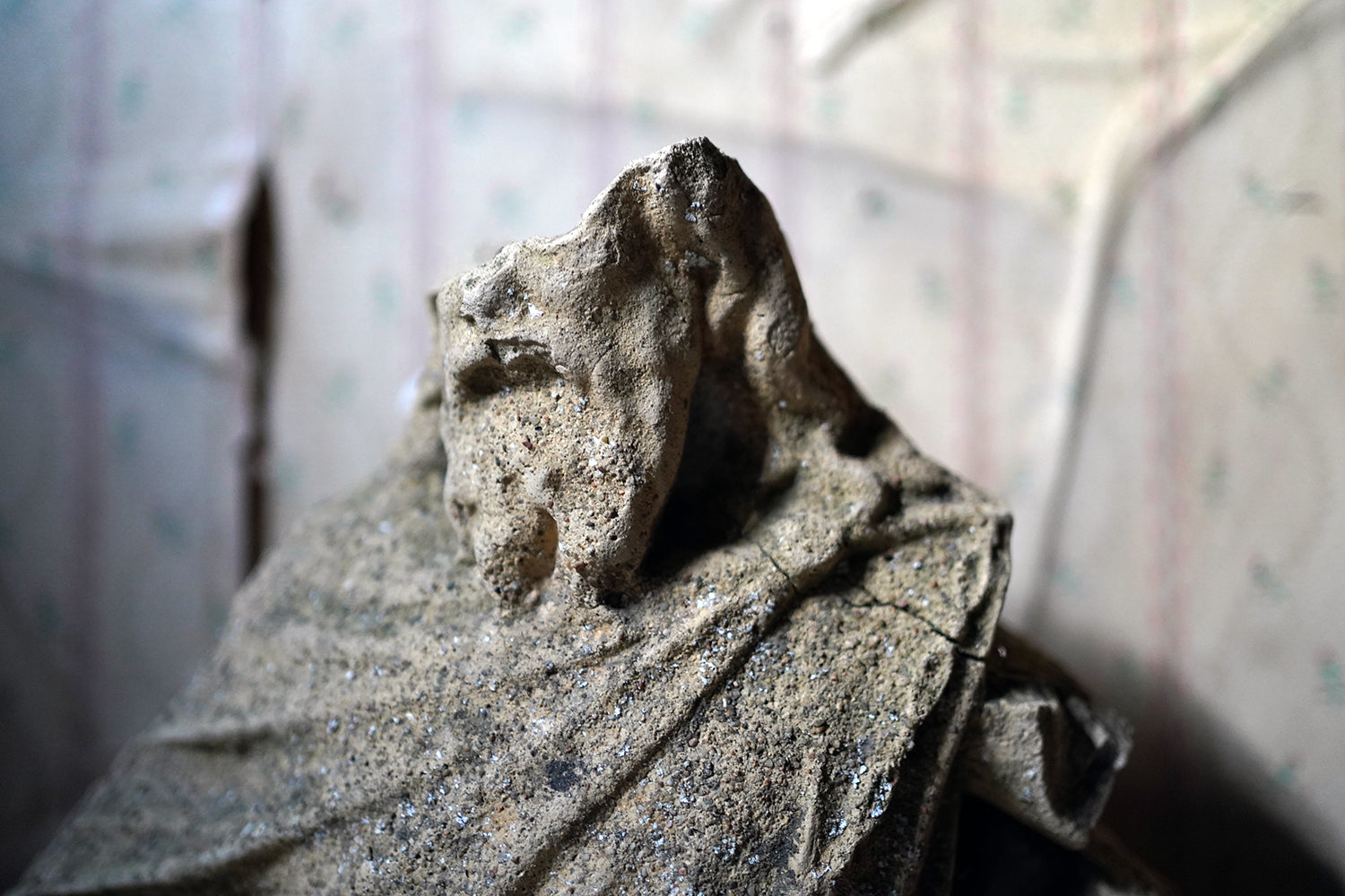 A Fragmentary Sandstone Sculpture of a Bearded Headless Saint c.1870 & Later