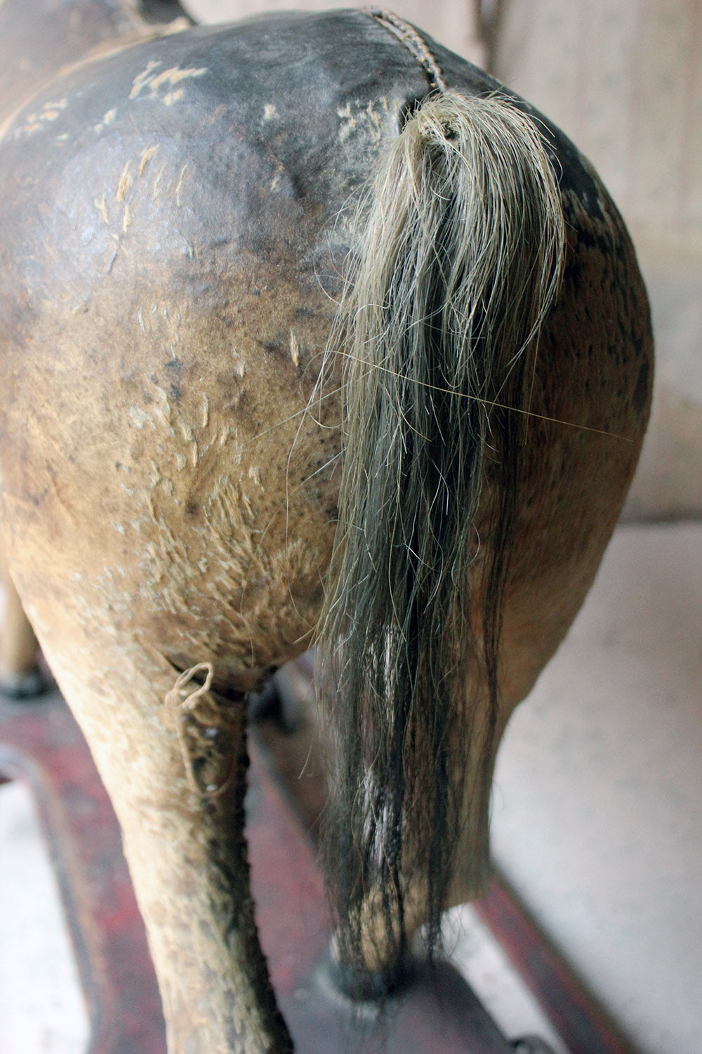 A 19thC Painted, Carved & Horse Hide Rocking & Pull Horse c.1870-80