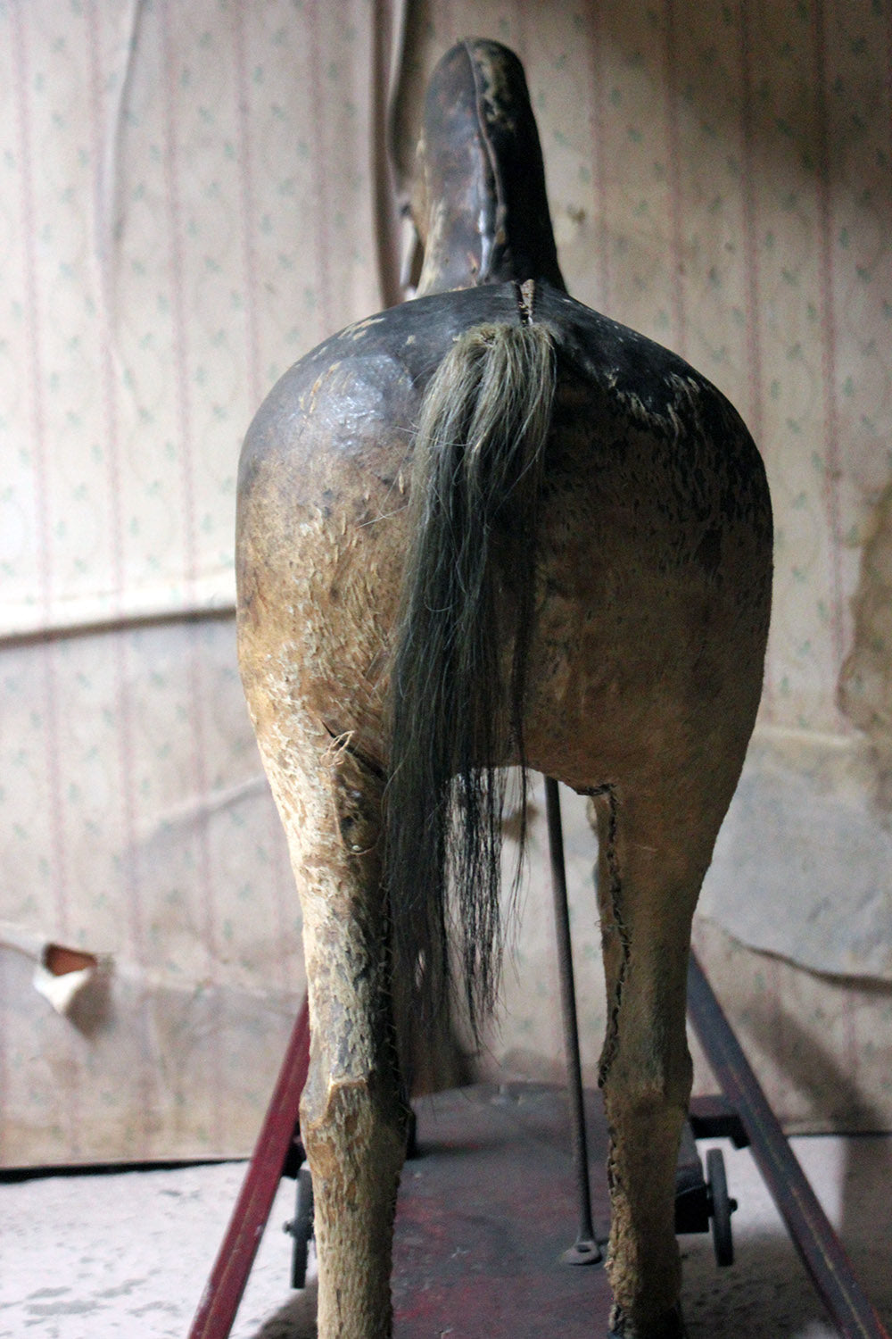 A 19thC Painted, Carved & Horse Hide Rocking & Pull Horse c.1870-80