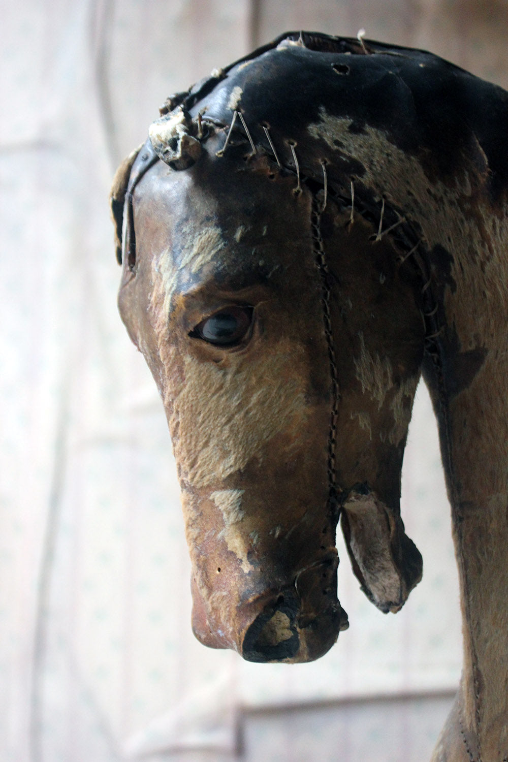 A 19thC Painted, Carved & Horse Hide Rocking & Pull Horse c.1870-80