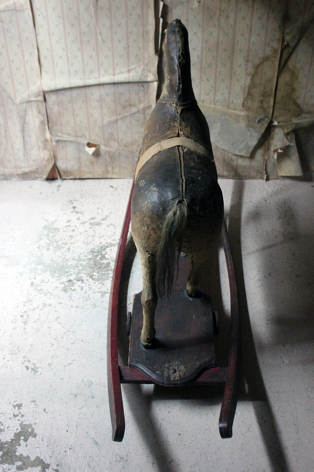 A 19thC Painted, Carved & Horse Hide Rocking & Pull Horse c.1870-80