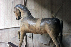 A 19thC Painted, Carved & Horse Hide Rocking & Pull Horse c.1870-80