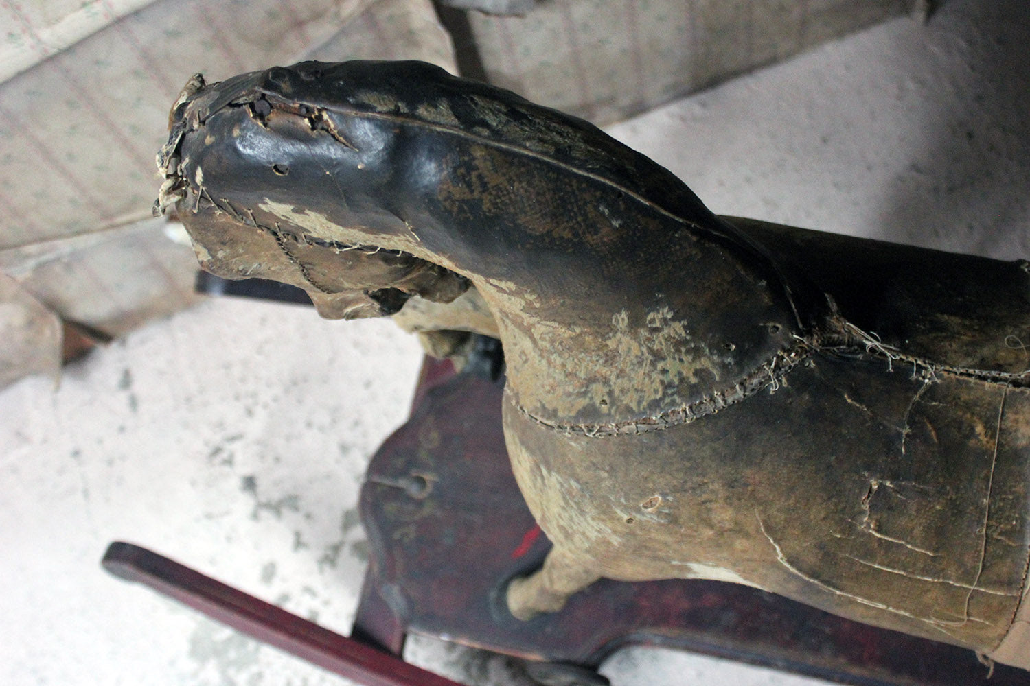 A 19thC Painted, Carved & Horse Hide Rocking & Pull Horse c.1870-80