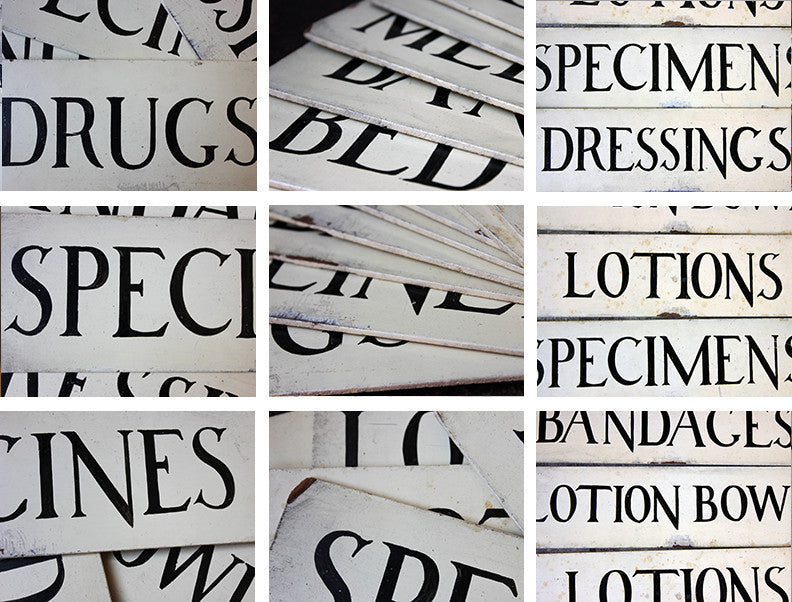 A Decorative Group of Eight c.1930s Painted Hospital Ward Signs