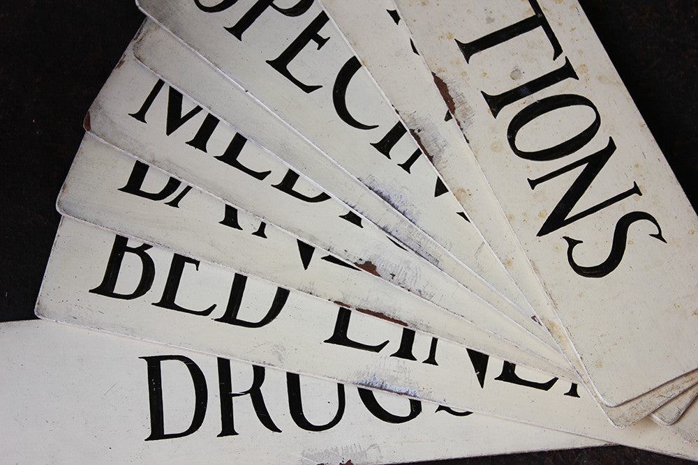 A Decorative Group of Eight c.1930s Painted Hospital Ward Signs