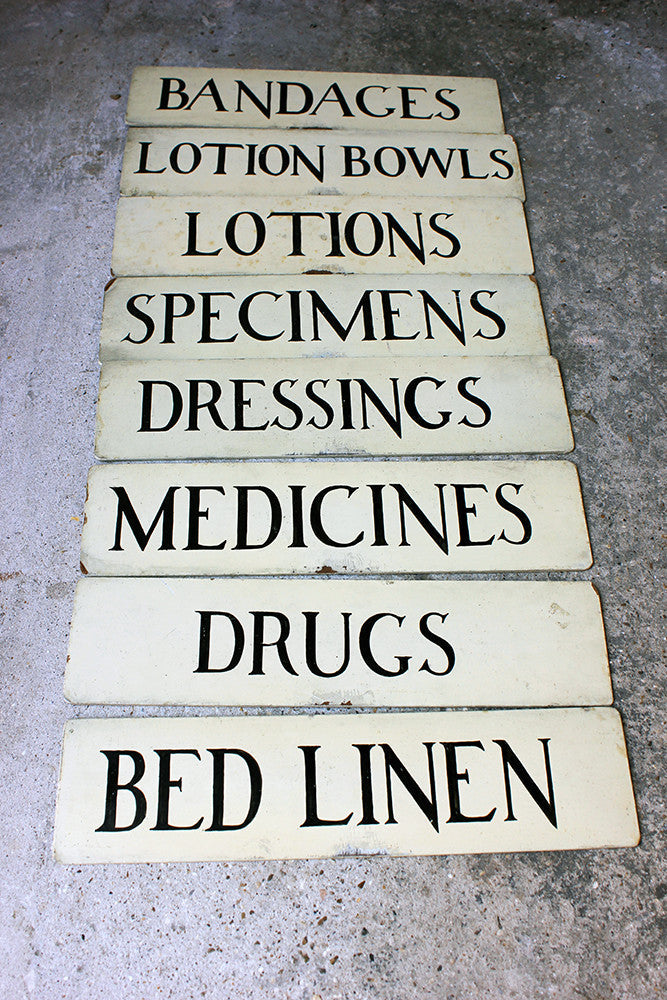 A Decorative Group of Eight c.1930s Painted Hospital Ward Signs