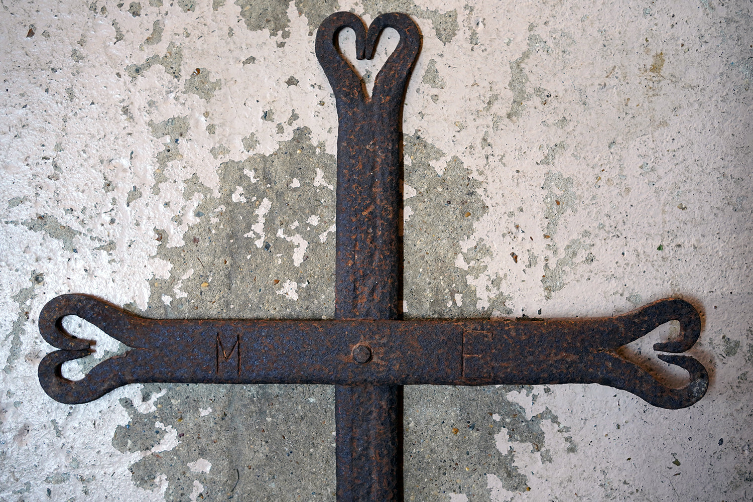 A 19thC Irish Blacksmith Forged Wrought Iron Cross