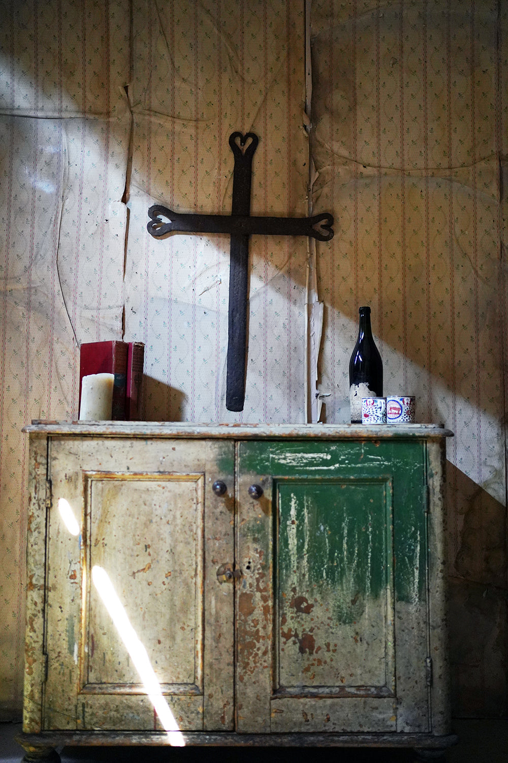 A 19thC Irish Blacksmith Forged Wrought Iron Cross