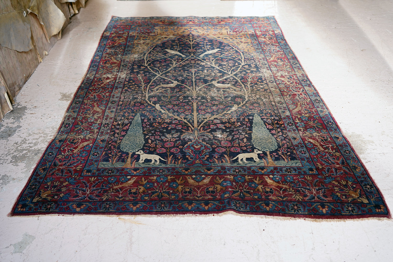 A Good 19thC Country House Isfahan Tree Of Life Rug c.1880