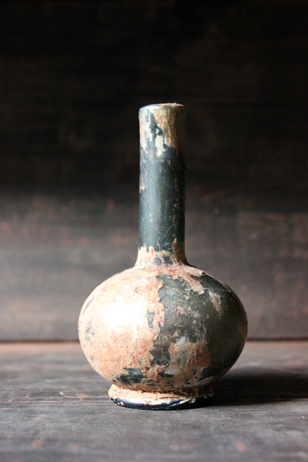 A Beautiful Small Islamic Green Glass Bottle c.8th-10thC AD