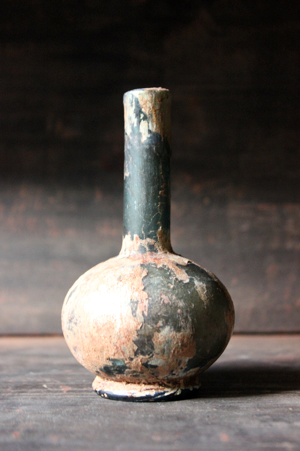 A Beautiful Small Islamic Green Glass Bottle c.8th-10thC AD