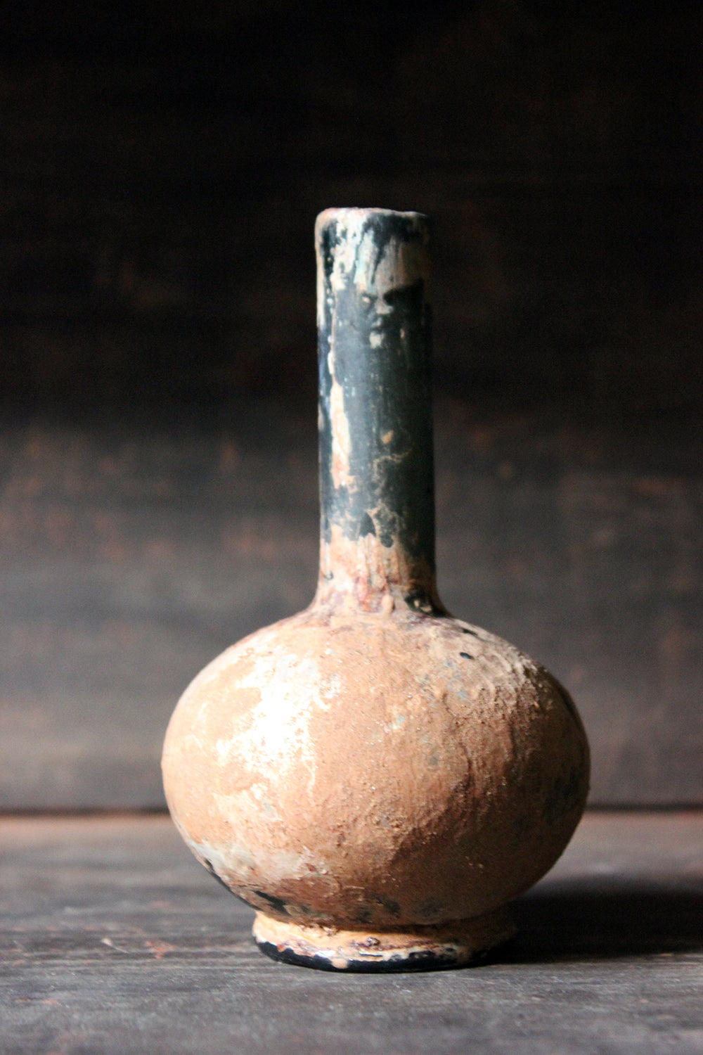 A Beautiful Small Islamic Green Glass Bottle c.8th-10thC AD