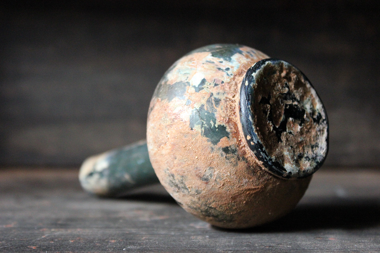 A Beautiful Small Islamic Green Glass Bottle c.8th-10thC AD