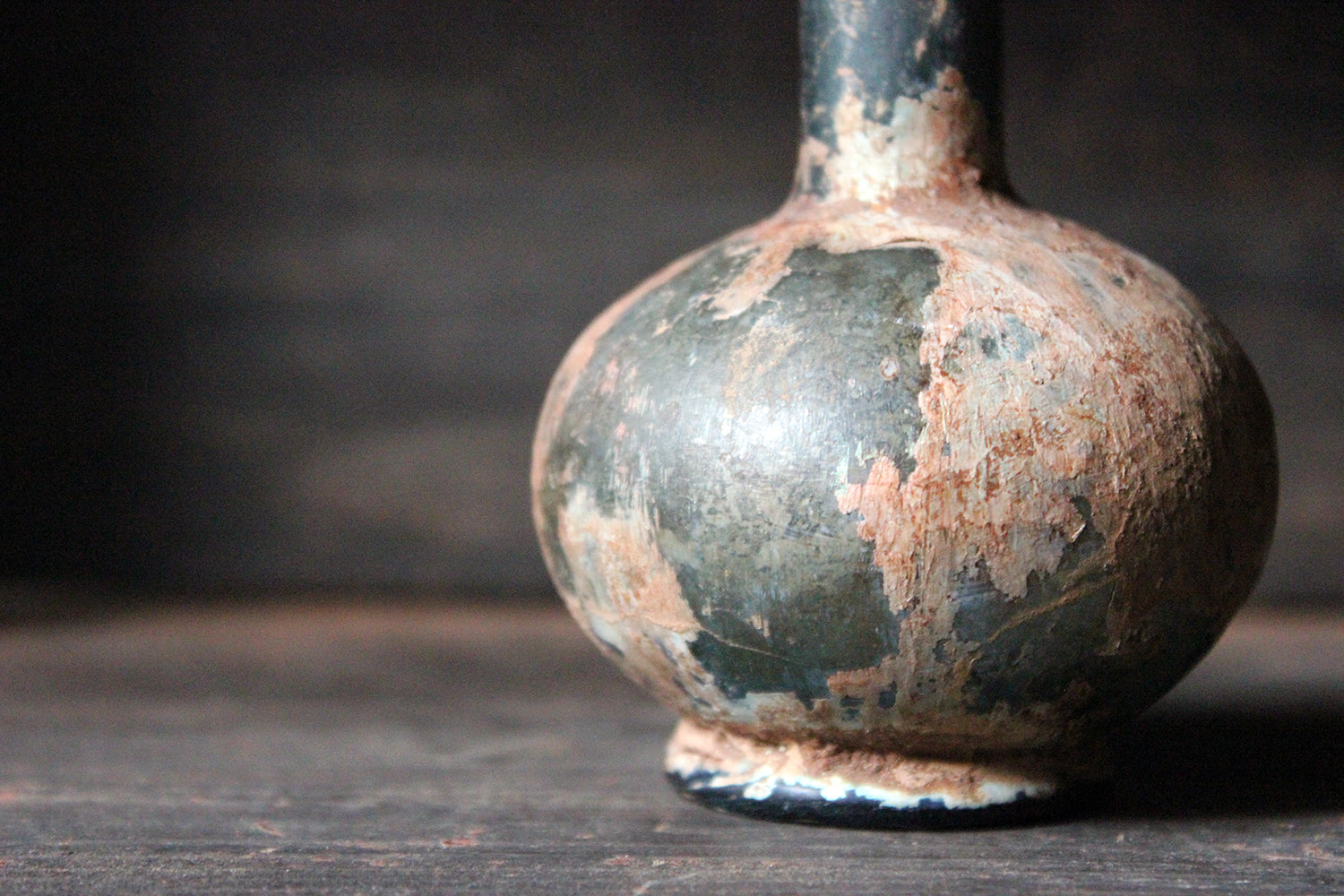 A Beautiful Small Islamic Green Glass Bottle c.8th-10thC AD