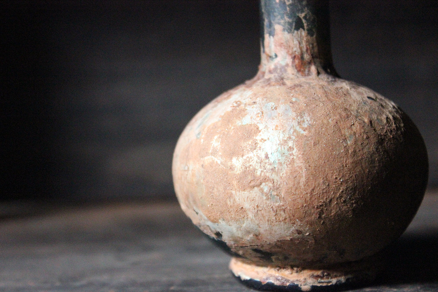 A Beautiful Small Islamic Green Glass Bottle c.8th-10thC AD