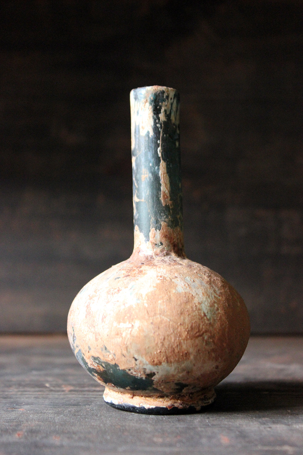 A Beautiful Small Islamic Green Glass Bottle c.8th-10thC AD