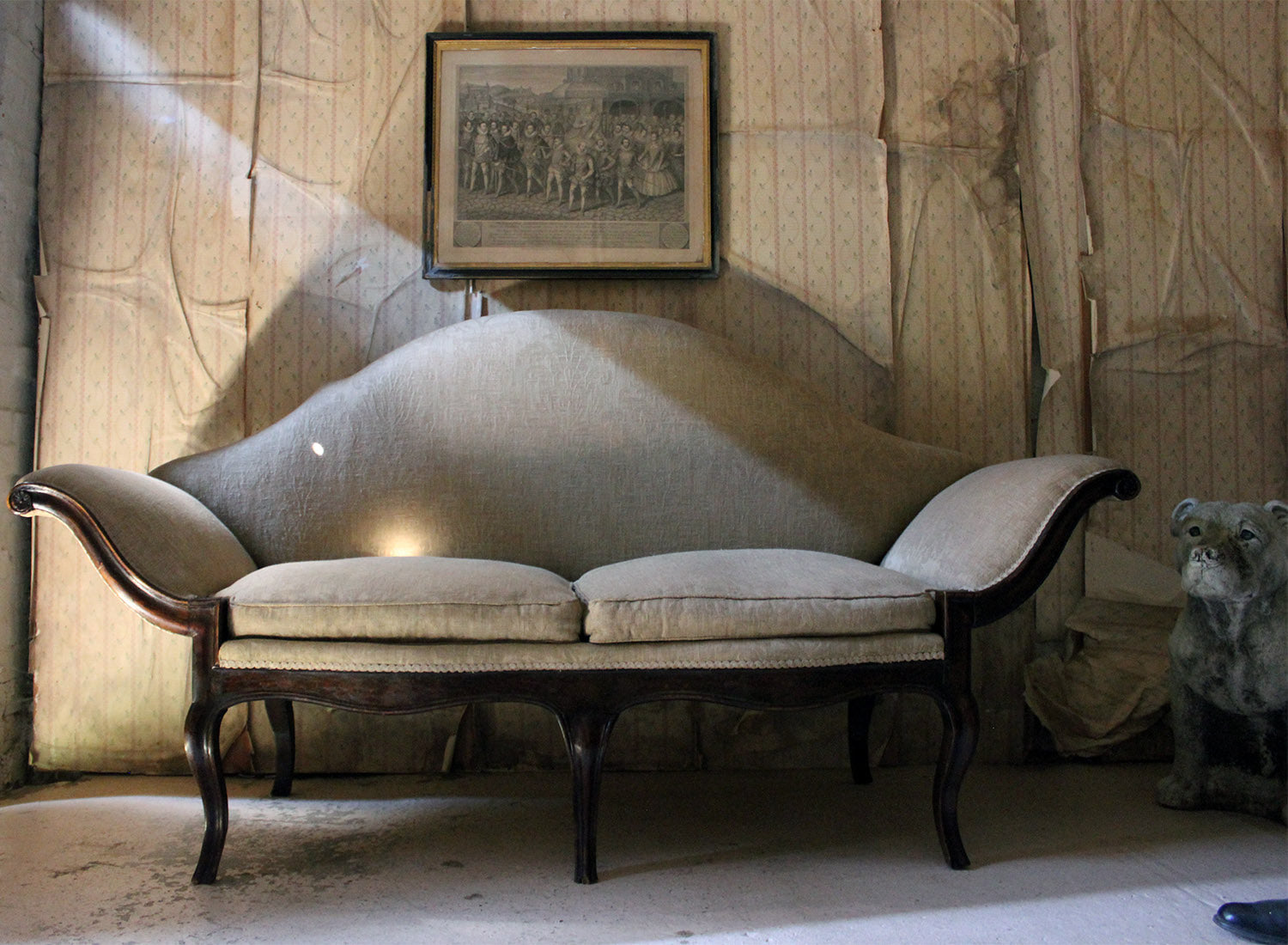 A 19thC Italian Stained Beech Gondola Settee