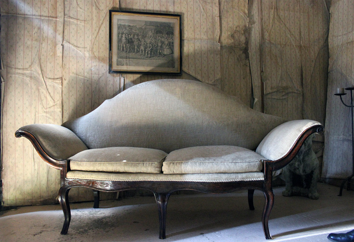 A 19thC Italian Stained Beech Gondola Settee