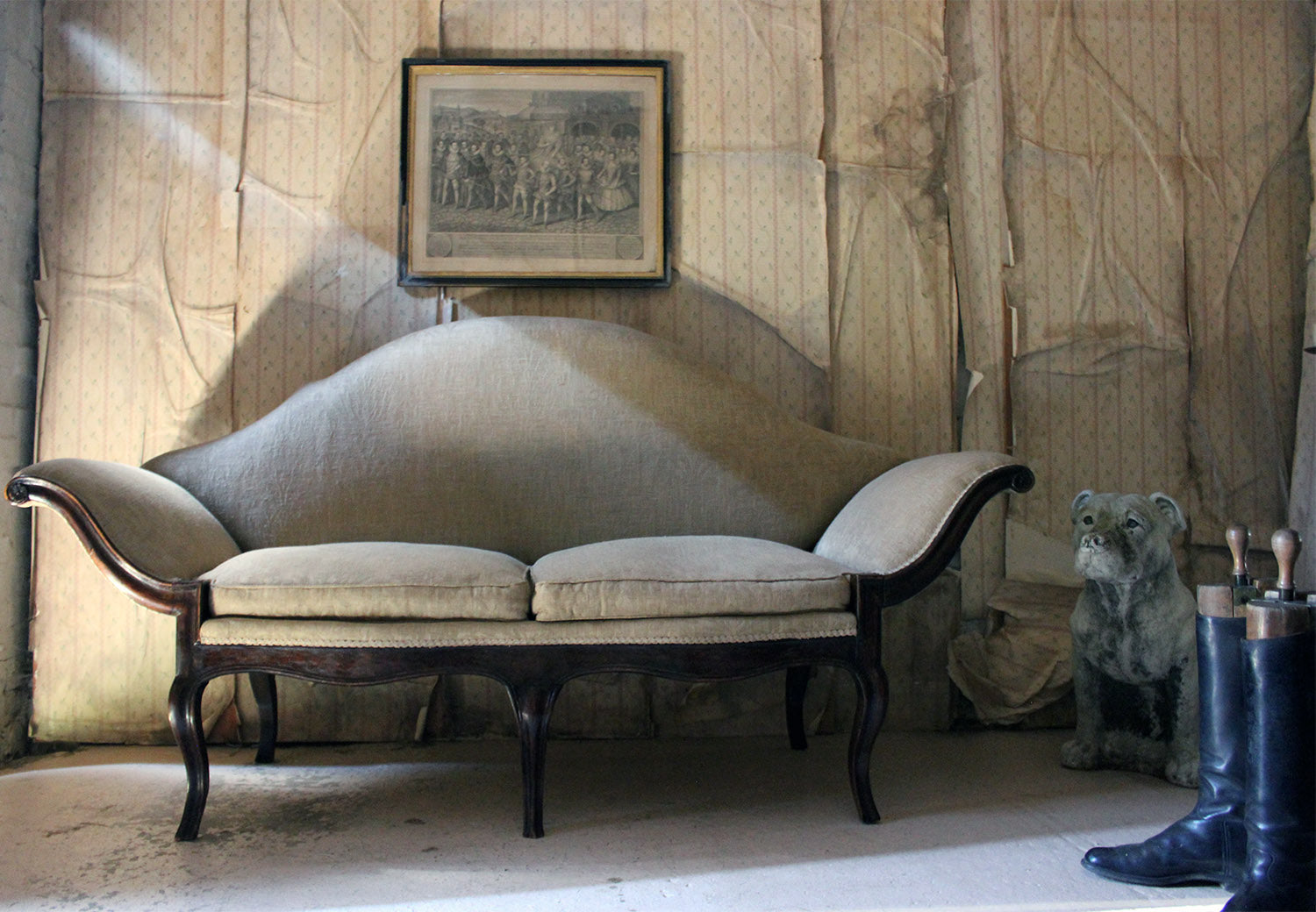 A 19thC Italian Stained Beech Gondola Settee