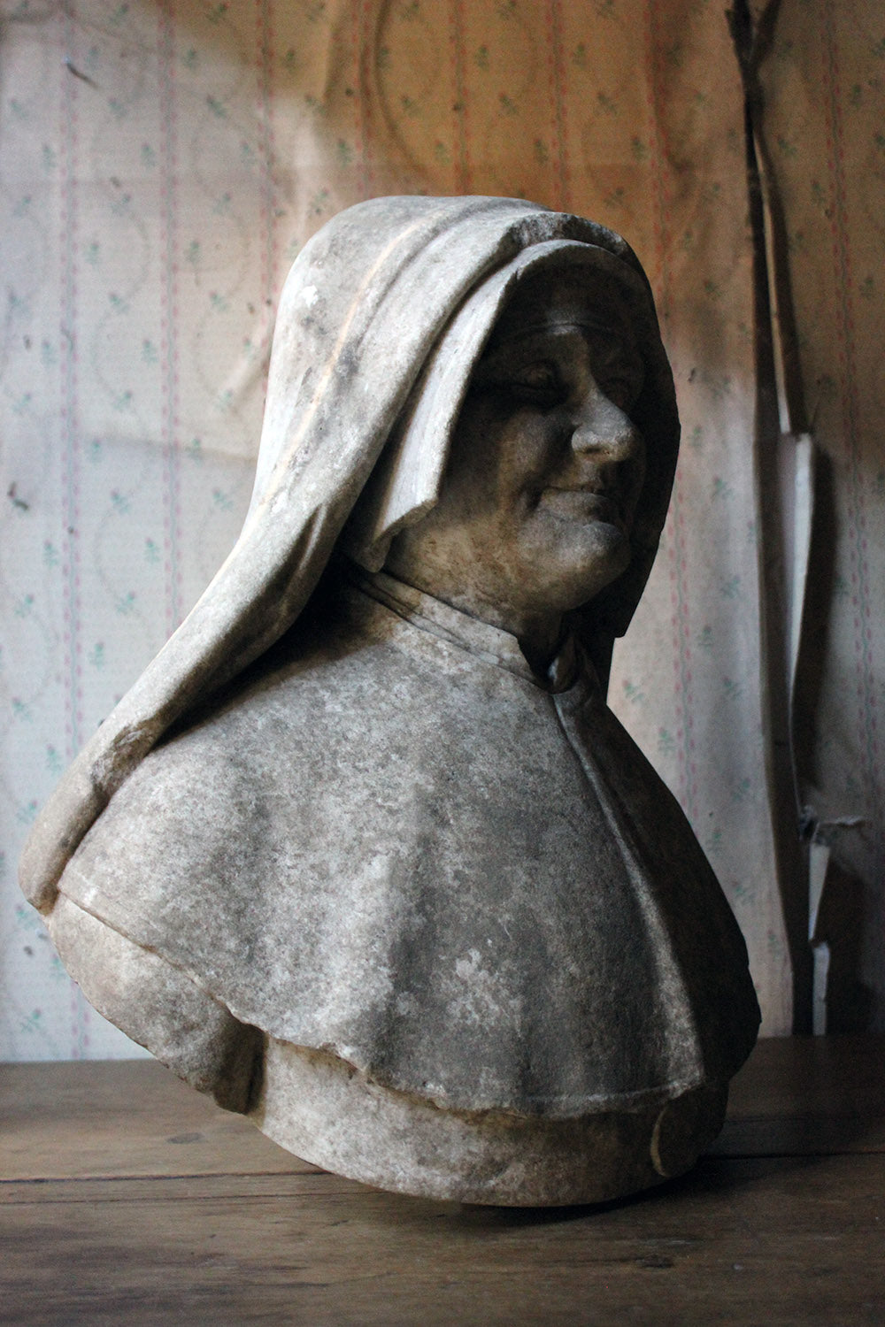 A 19thC Italian Carved Marble Bust of a Nun