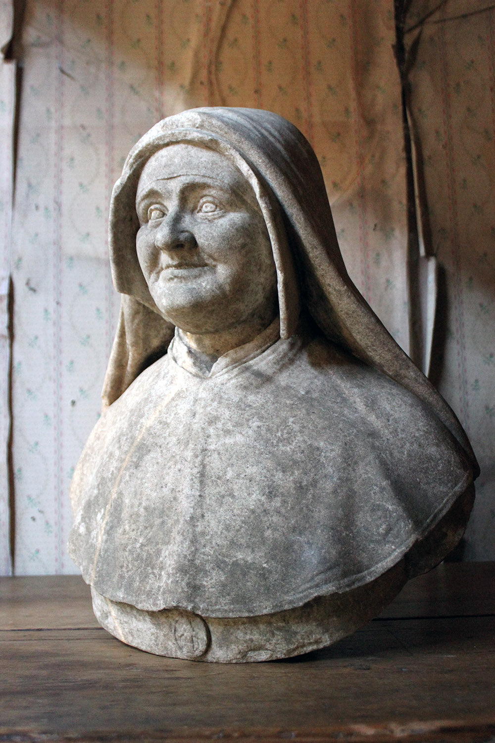 A 19thC Italian Carved Marble Bust of a Nun