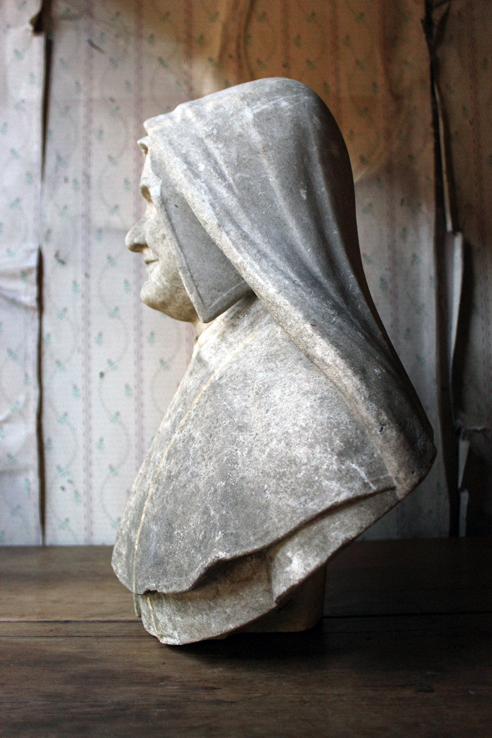 A 19thC Italian Carved Marble Bust of a Nun