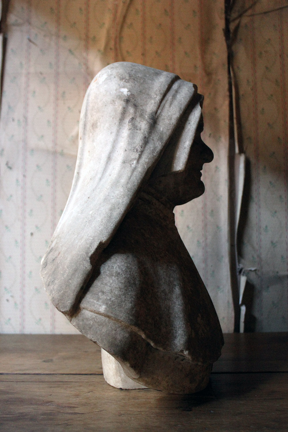 A 19thC Italian Carved Marble Bust of a Nun