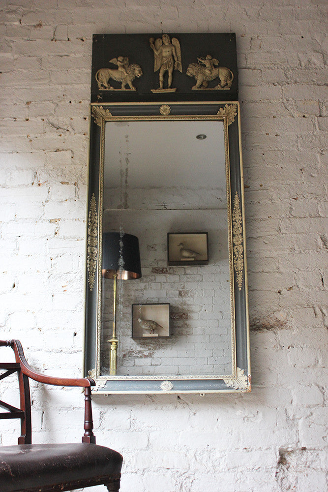 A Beautiful Early 19thC Italian Neoclassical Painted Wood & Gesso Trumeau Mirror c.1820-30
