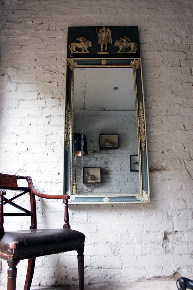 A Beautiful Early 19thC Italian Neoclassical Painted Wood & Gesso Trumeau Mirror c.1820-30