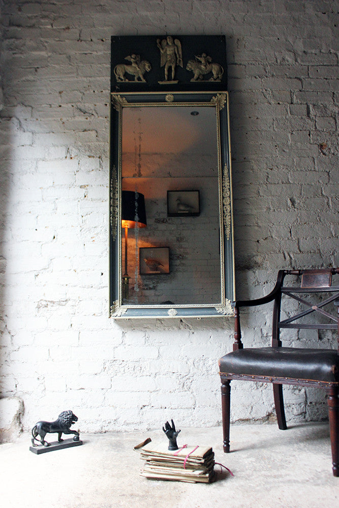 A Beautiful Early 19thC Italian Neoclassical Painted Wood & Gesso Trumeau Mirror c.1820-30
