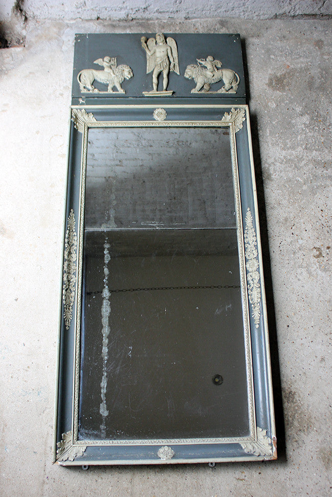 A Beautiful Early 19thC Italian Neoclassical Painted Wood & Gesso Trumeau Mirror c.1820-30