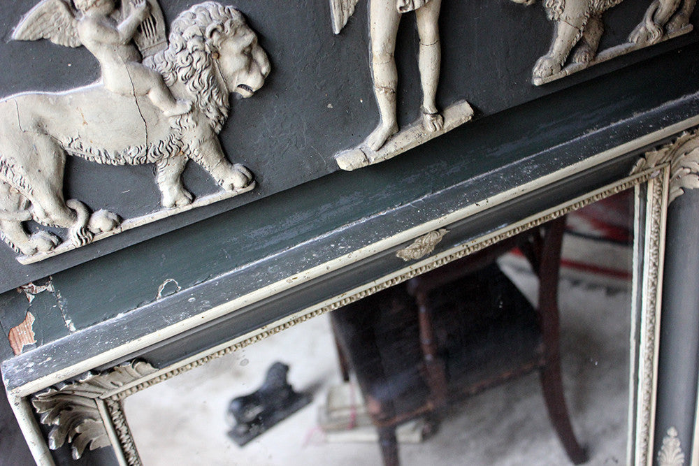 A Beautiful Early 19thC Italian Neoclassical Painted Wood & Gesso Trumeau Mirror c.1820-30