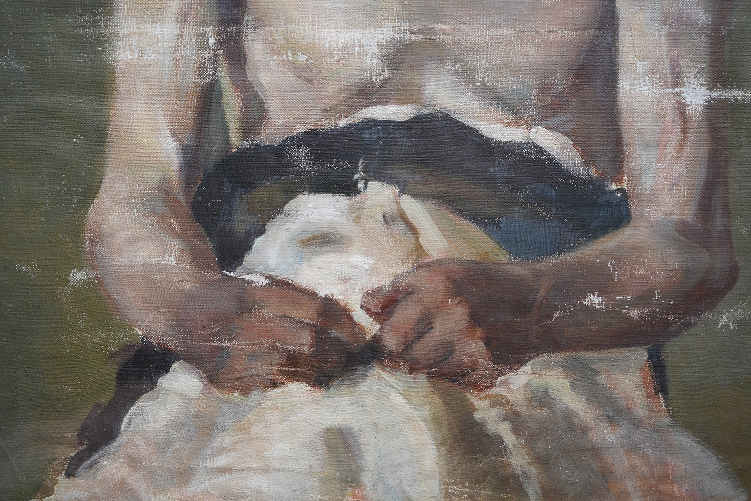 A c.1900 Italian Tempera on Canvas Study of An Elderly Gentleman