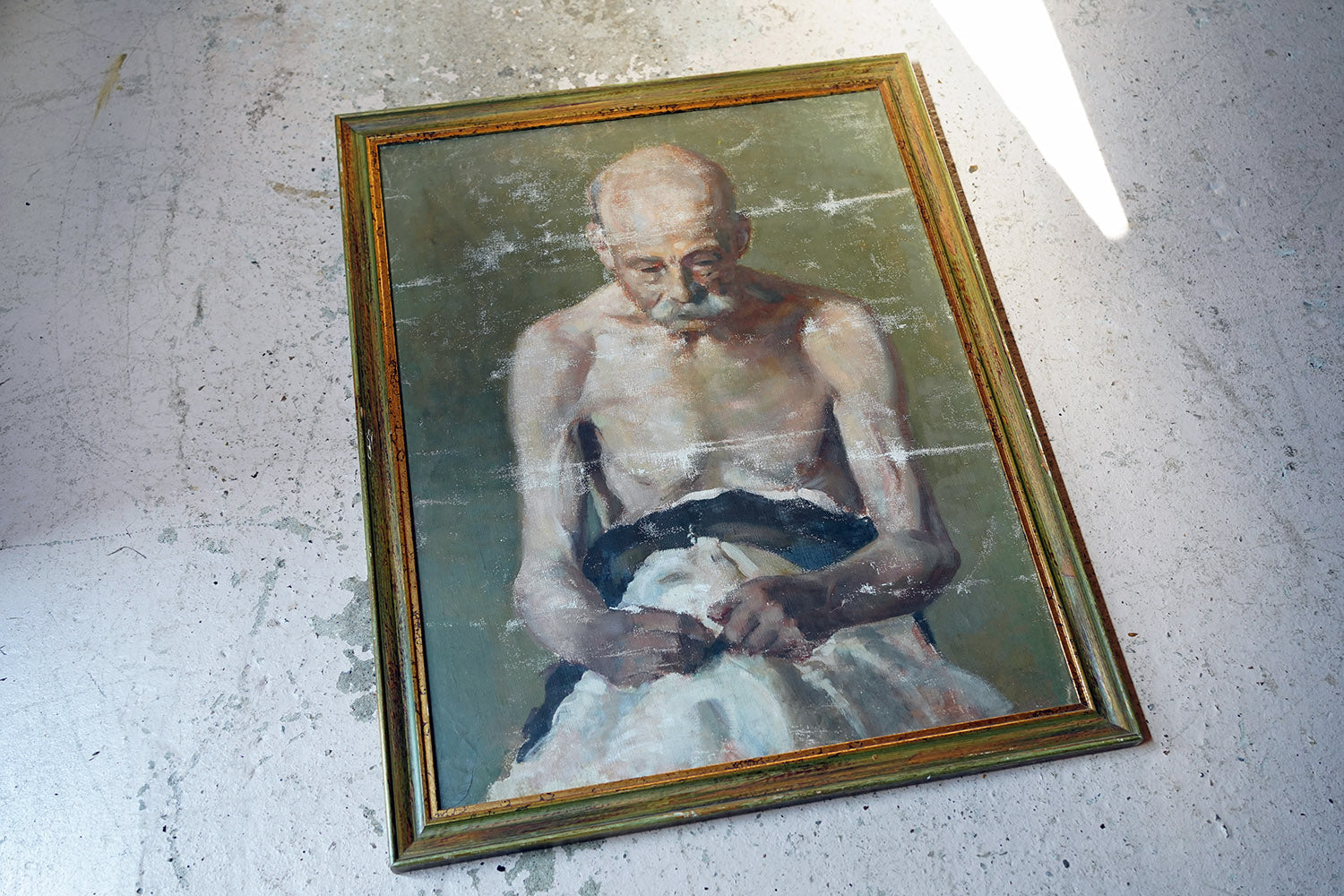 A c.1900 Italian Tempera on Canvas Study of An Elderly Gentleman