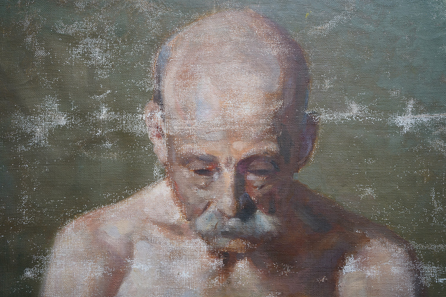 A c.1900 Italian Tempera on Canvas Study of An Elderly Gentleman