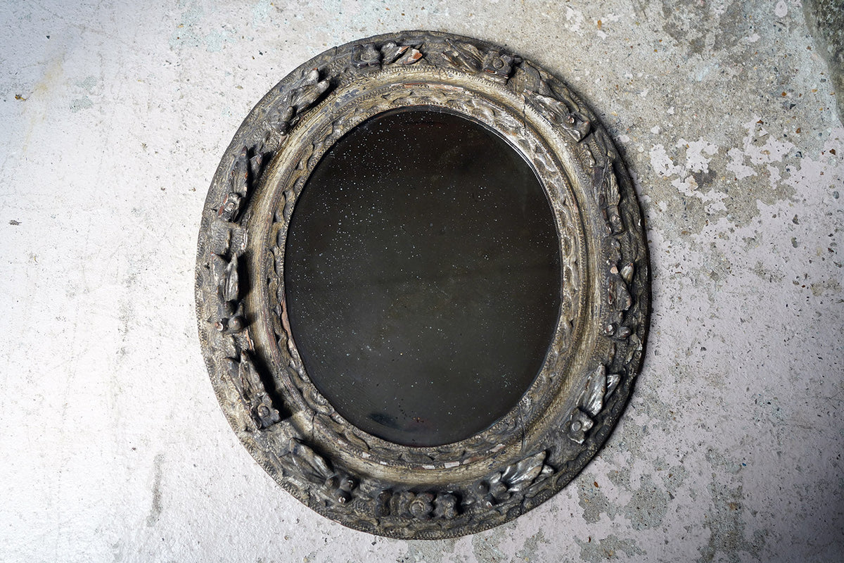 A 19thC Italian Carved Wood & Gesso Oval Wall Mirror c.1880-1900