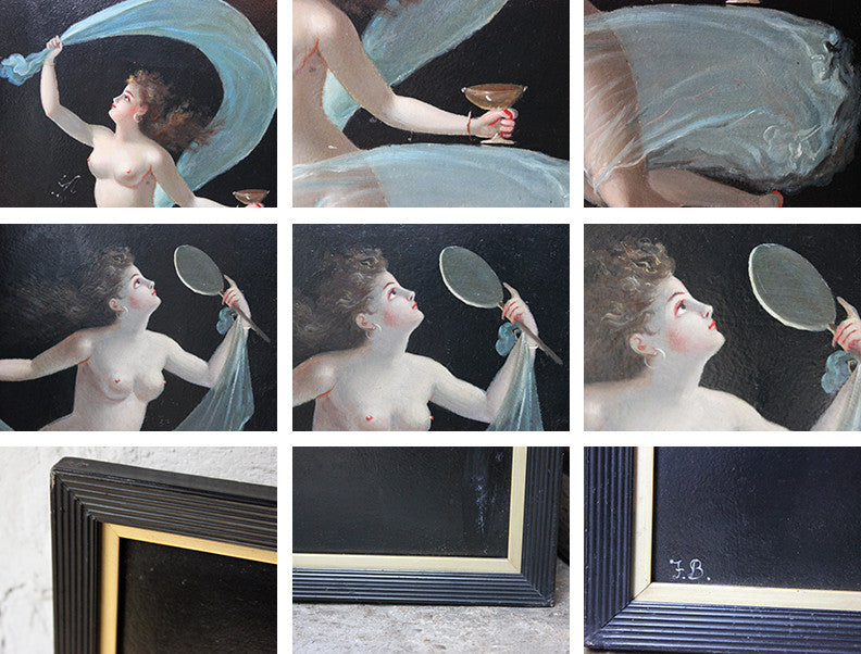 A Decorative Pair of c.1900 Italian School Oil on Boards of Female Beauties